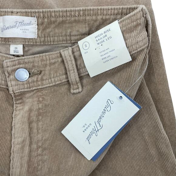 Universal Thread High Rise Sailor Wide Leg Corduroy Pant Brown Size 2R - Picture 9 of 9